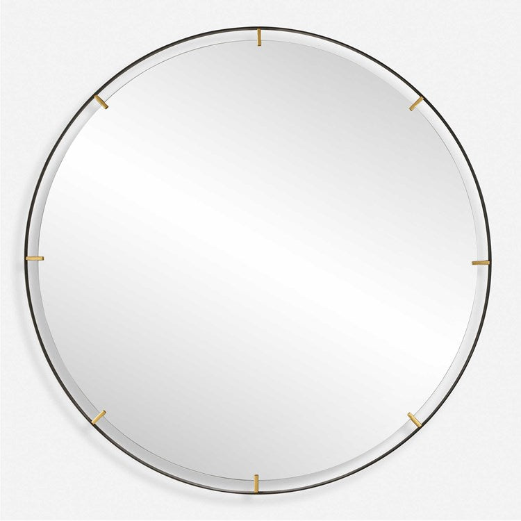Uttermost Grand Pendulum Black Iron Large Round Mirror - Image 2