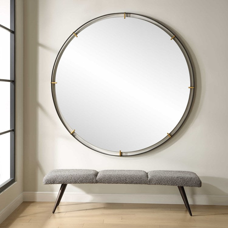 Uttermost Grand Pendulum Black Iron Large Round Mirror - Image 3