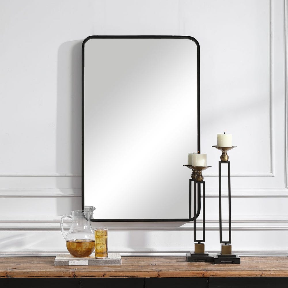 Casa Bella Living Satin Black Modern Rectangular Mirror - Image 1