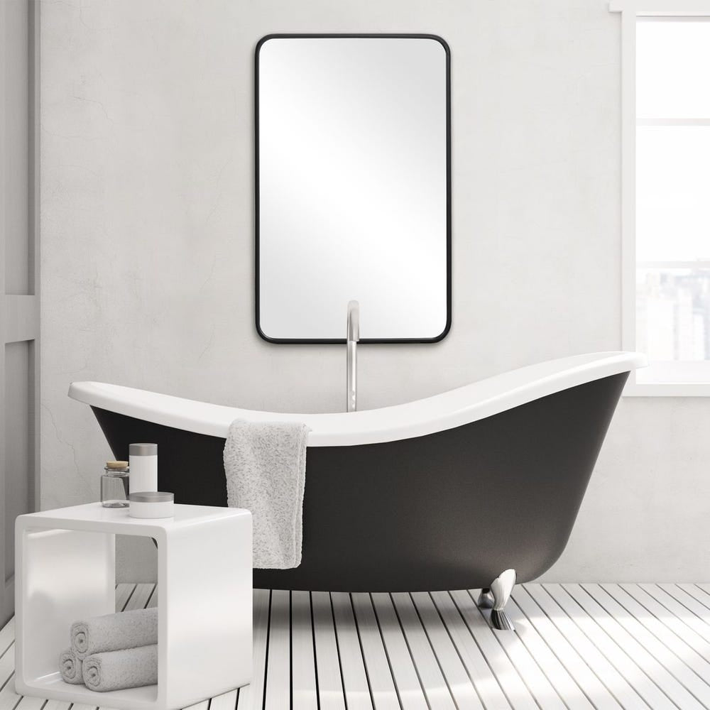 Casa Bella Living Satin Black Modern Rectangular Mirror - Image 3