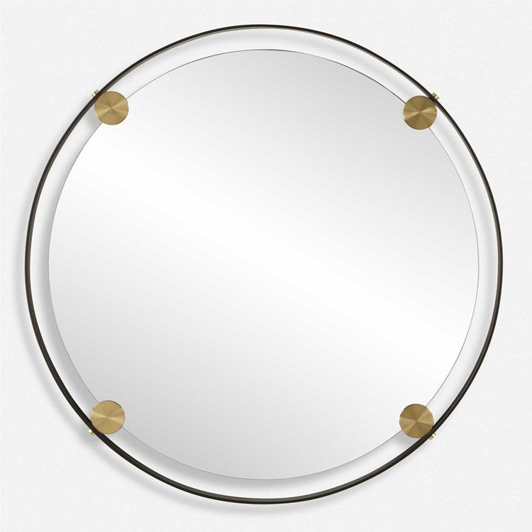Uttermost Radius Dark Bronze Iron Round Mirror - Image 2