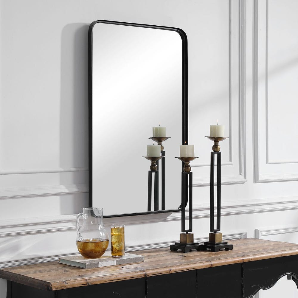 Casa Bella Living Satin Black Modern Rectangular Mirror - Image 2