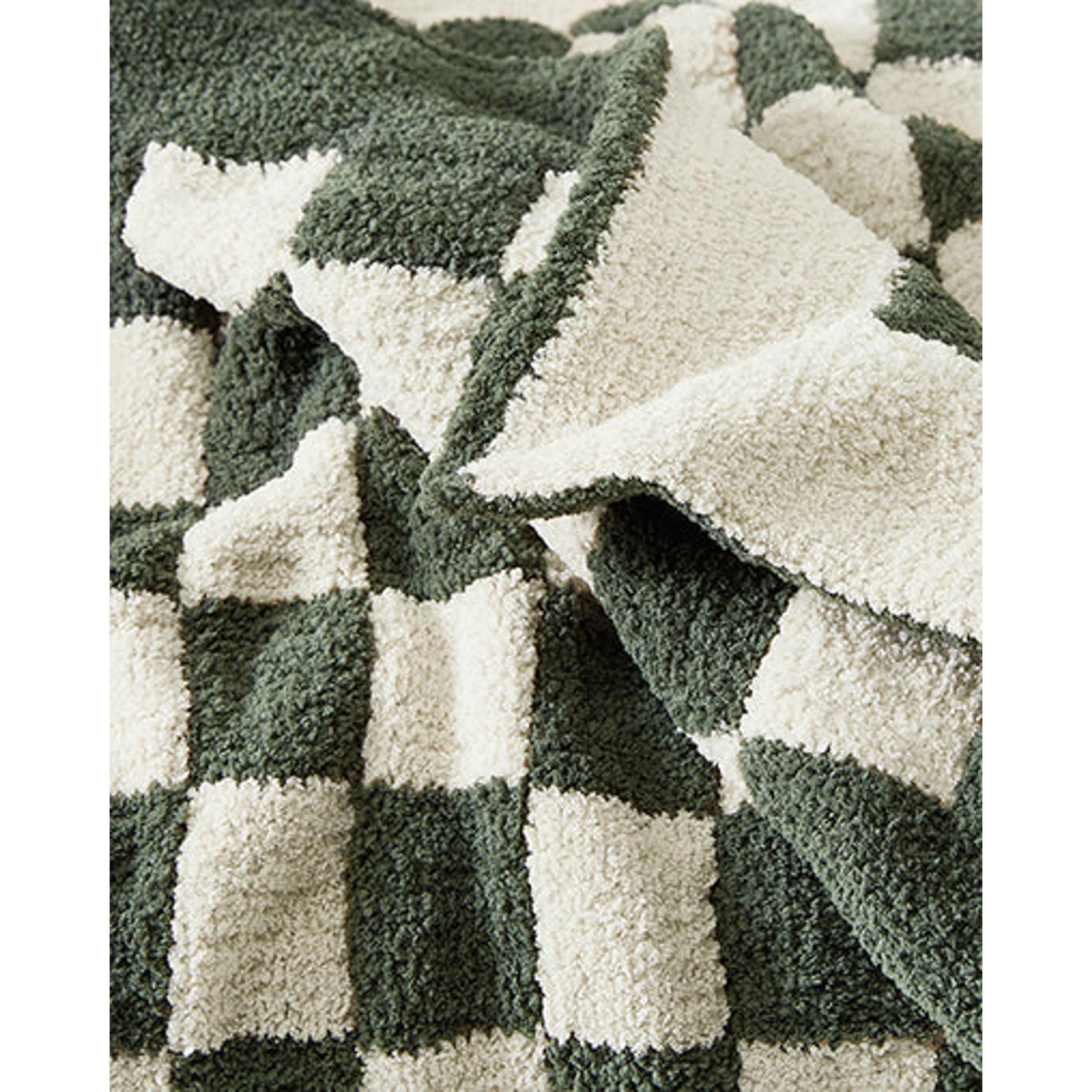 Sunday Citizen Moss and Sahara Tan Checkerboard Throw - Image 2