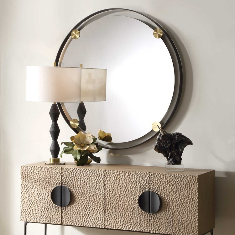 Uttermost Radius Dark Bronze Iron Round Mirror - Image 3