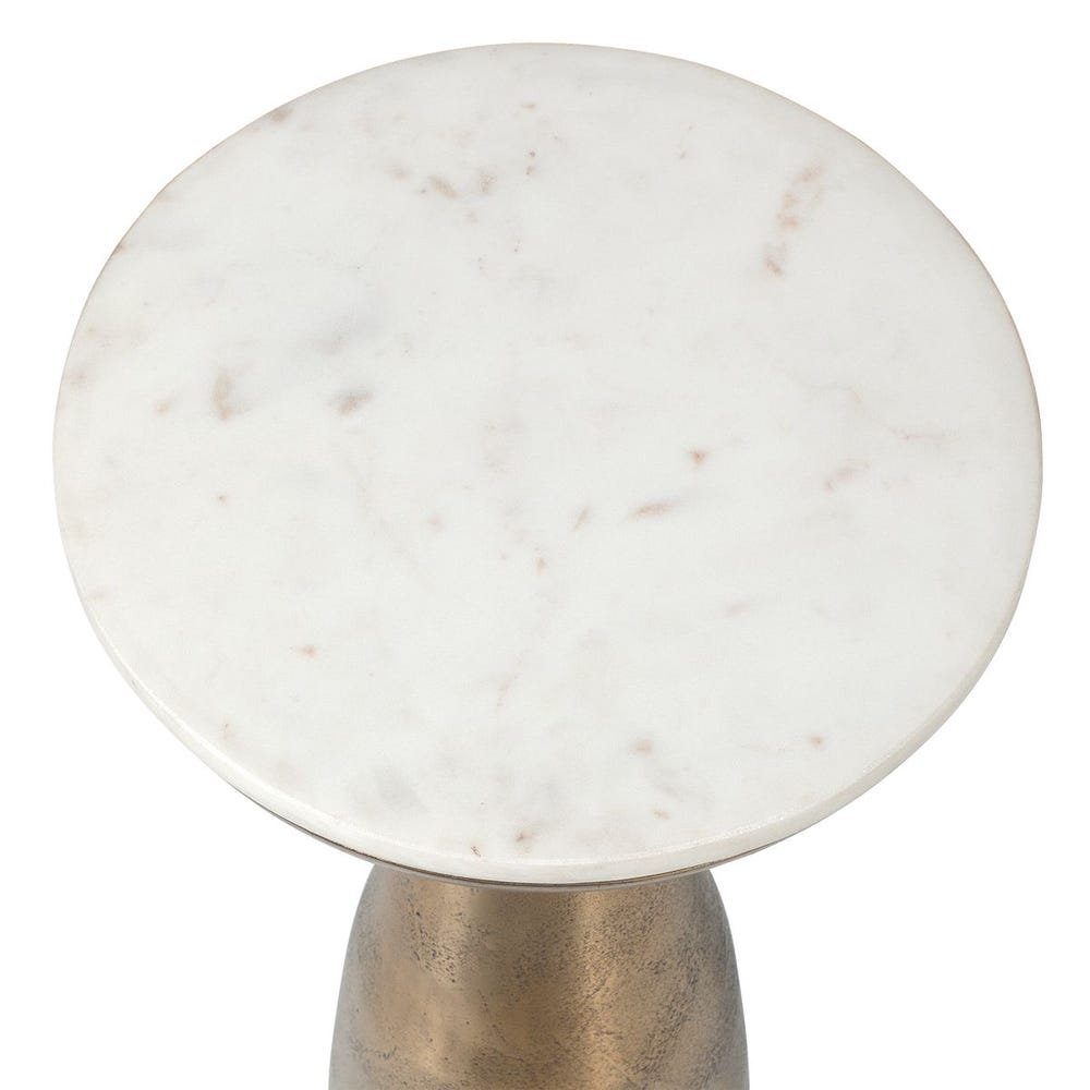 Uttermost Torin Antique Brass Drink Table With White Marble Top - Image 2