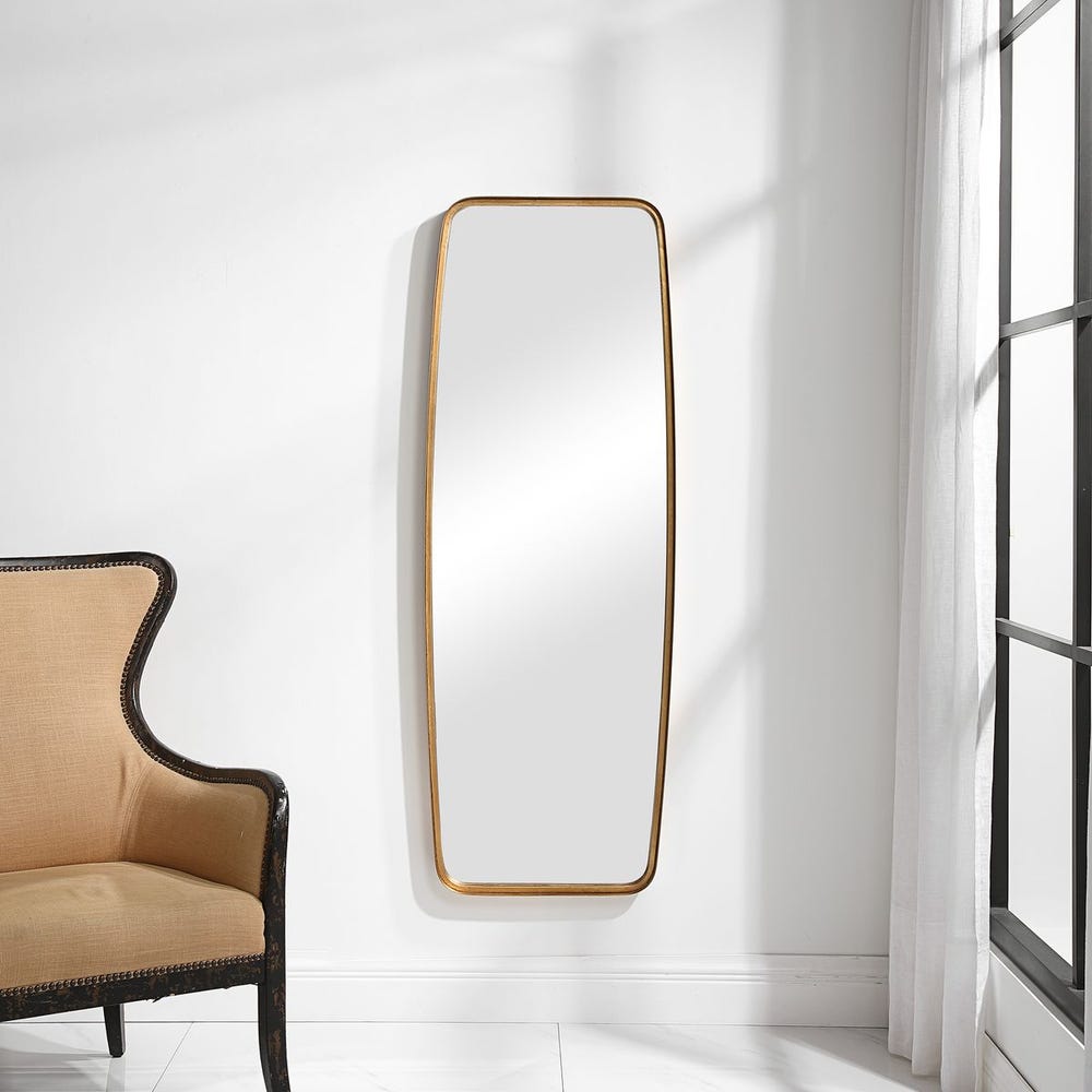 Casa Bella Living Tall Gold Leaf Mirror With Rounded Corners - Image 1