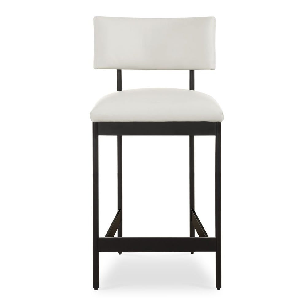 Uttermost Apsley Winter White Leather Counter Stool - Image 1