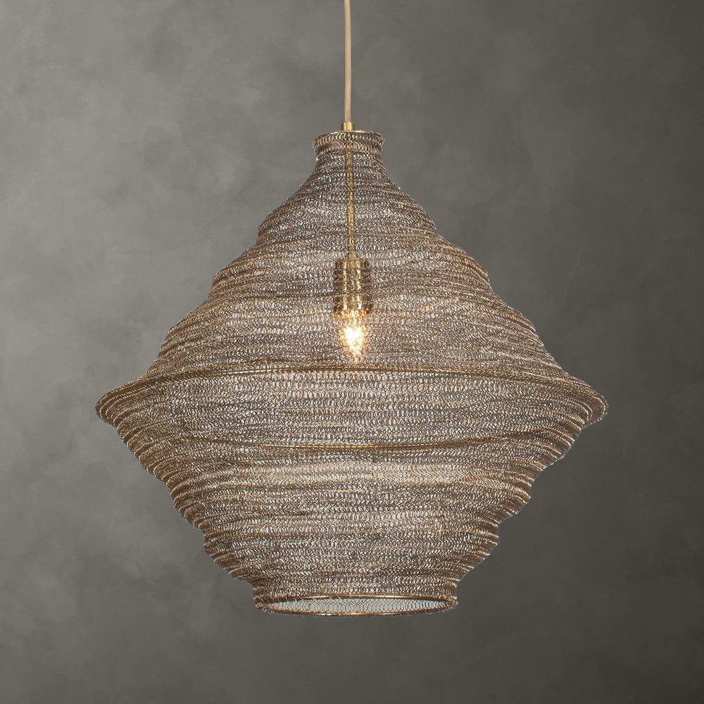 Uttermost Woven Antique Brass Sigh 1 Light Pendant - Image 1