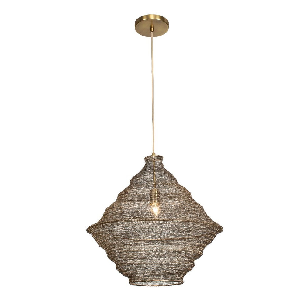Uttermost Woven Antique Brass Sigh 1 Light Pendant - Image 2