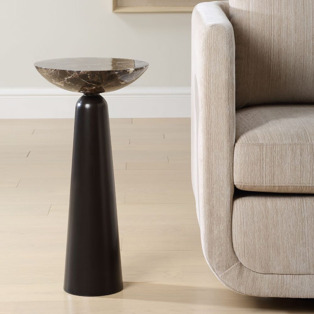 Uttermost Hastings Sleek Iron Accent Table With Brown Marble Surface - Image 2