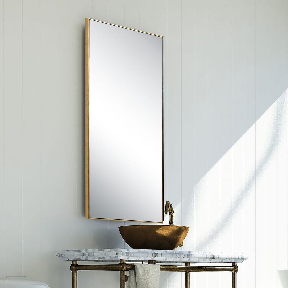 Casa Bella Living Contemporary Gold Finish Rectangular Mirror