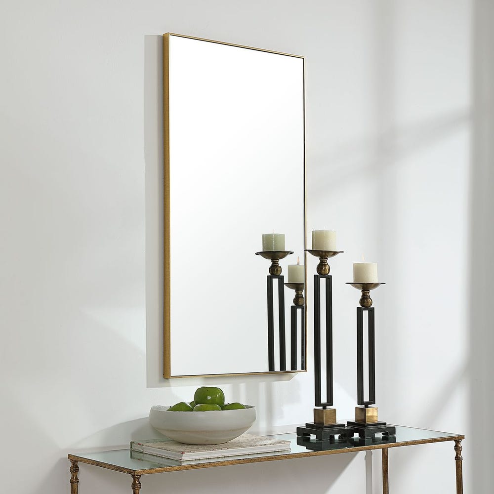 Casa Bella Living Contemporary Gold Finish Rectangular Mirror - Image 2