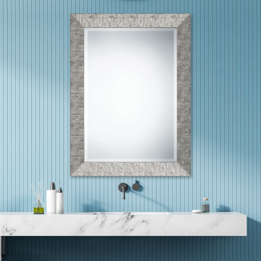 Casa Bella Living Metallic Silver Textured Mirror - Image 1