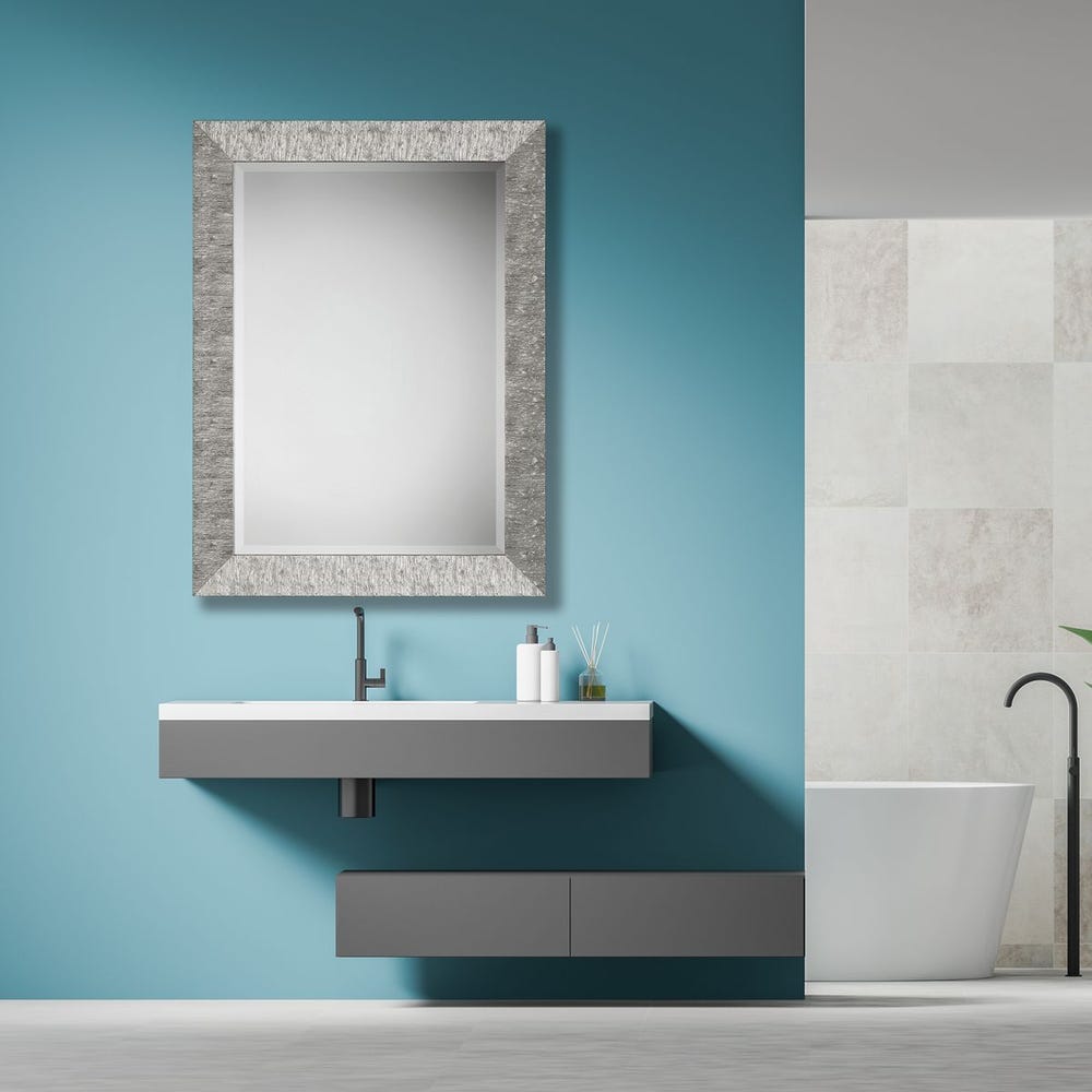 Casa Bella Living Metallic Silver Textured Mirror - Image 2