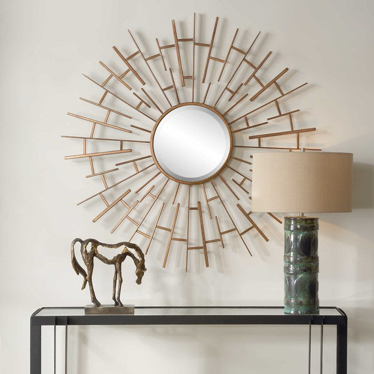 Uttermost Tangled Antiqued Golden Bronze Round Mirror - Image 1