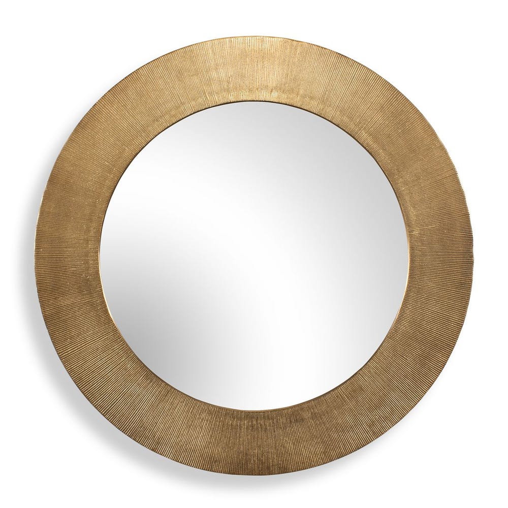 Uttermost Tano Antique Brass Mirror With Channeled Texture - Image 3