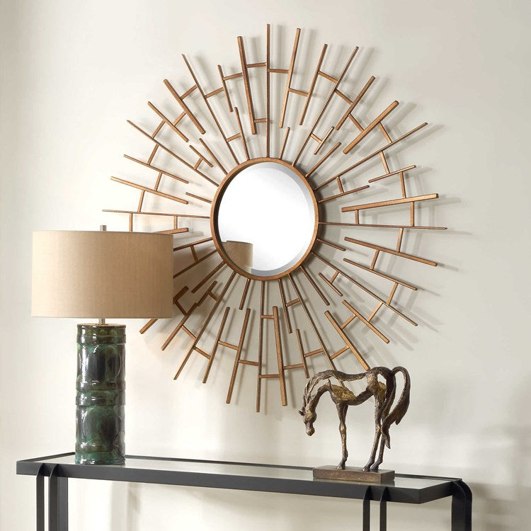 Uttermost Tangled Antiqued Golden Bronze Round Mirror - Image 3
