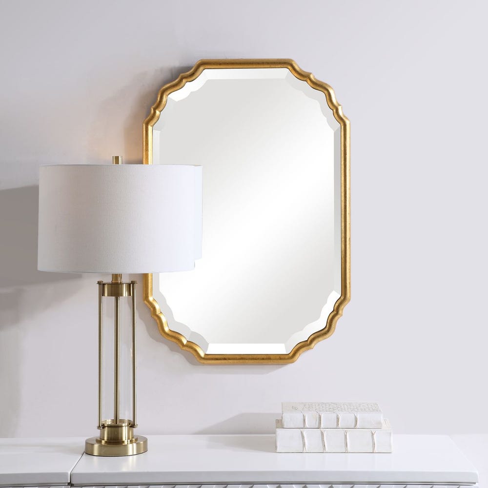 Casa Bella Living Lightly Antique Metallic Gold Leaf Vanity Mirror - Image 1