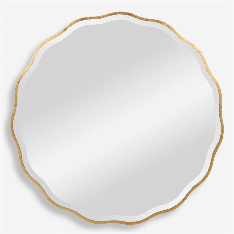 Uttermost Aneta Aged Gold Scalloped Round Mirror - Image 2