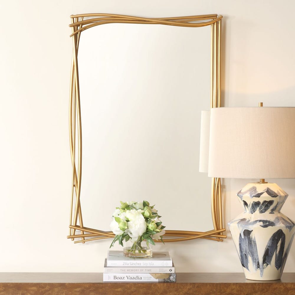 Uttermost Curved Branches Antique Gold Leaf Iron Mirror - Image 1