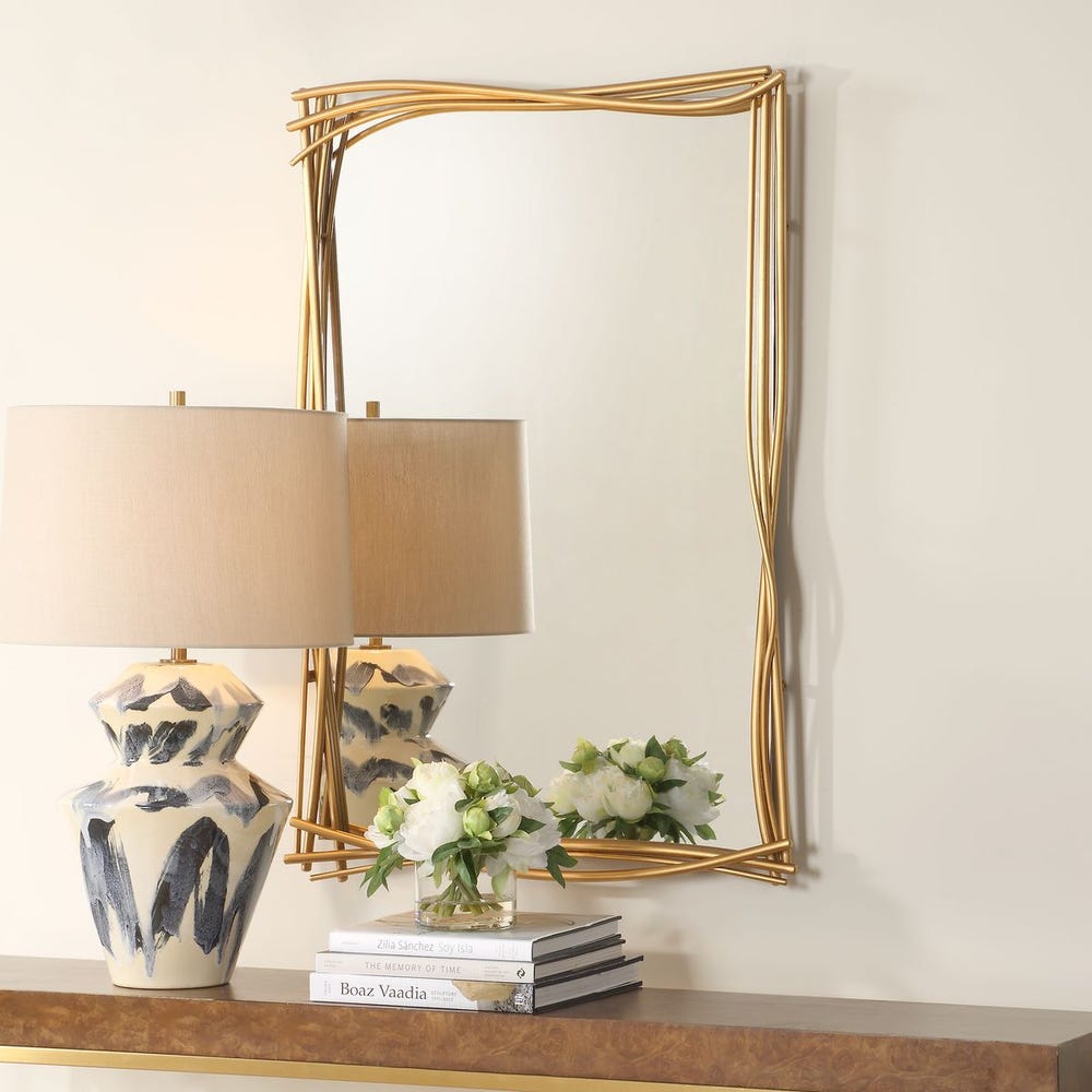 Uttermost Curved Branches Antique Gold Leaf Iron Mirror - Image 2