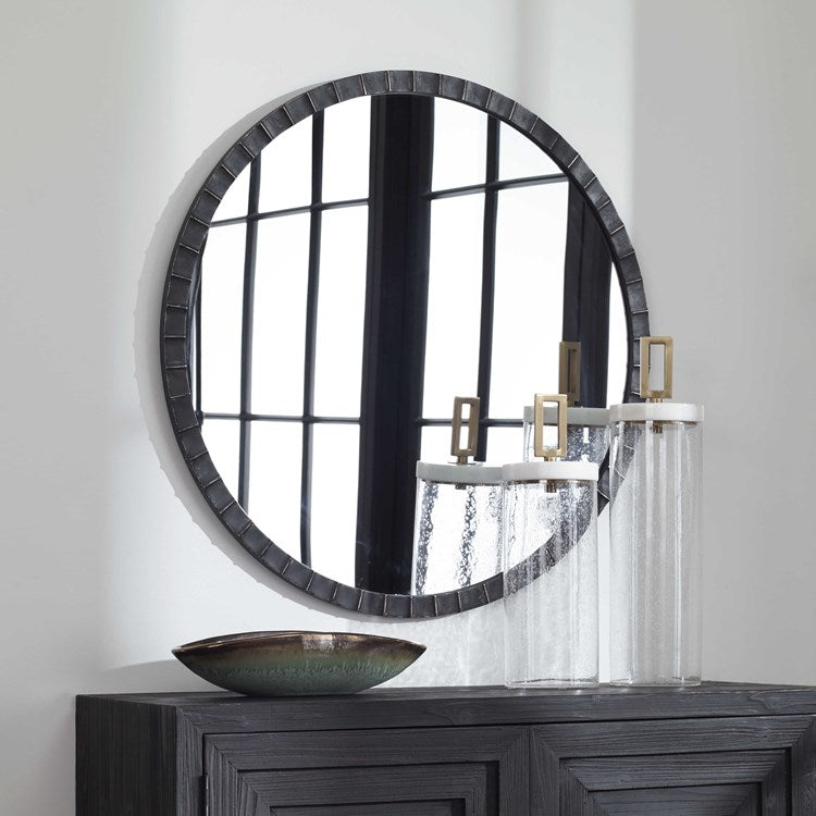 Uttermost Dandridge Black Iron Round Mirror - Image 1