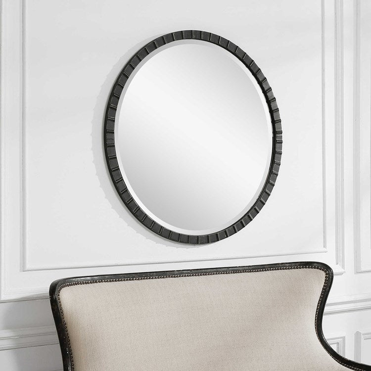 Uttermost Dandridge Black Iron Round Mirror - Image 3