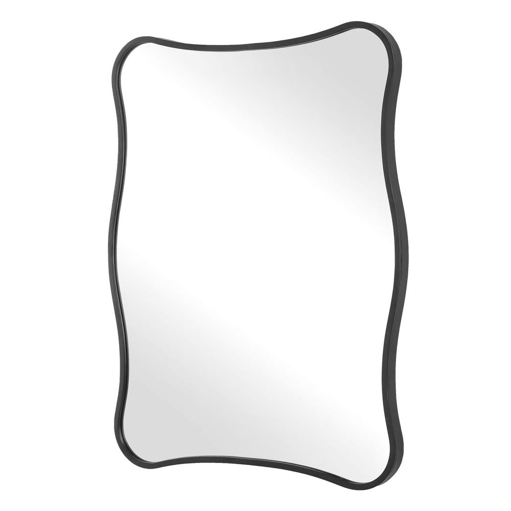 Uttermost Pavia Curvy Sleek Satin Black Vanity Mirror - Image 3
