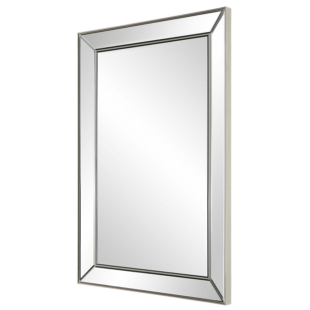 Casa Bella Living Rectangular Brushed Nickel Thin Inner Edge Beveled Mirror - Image 2