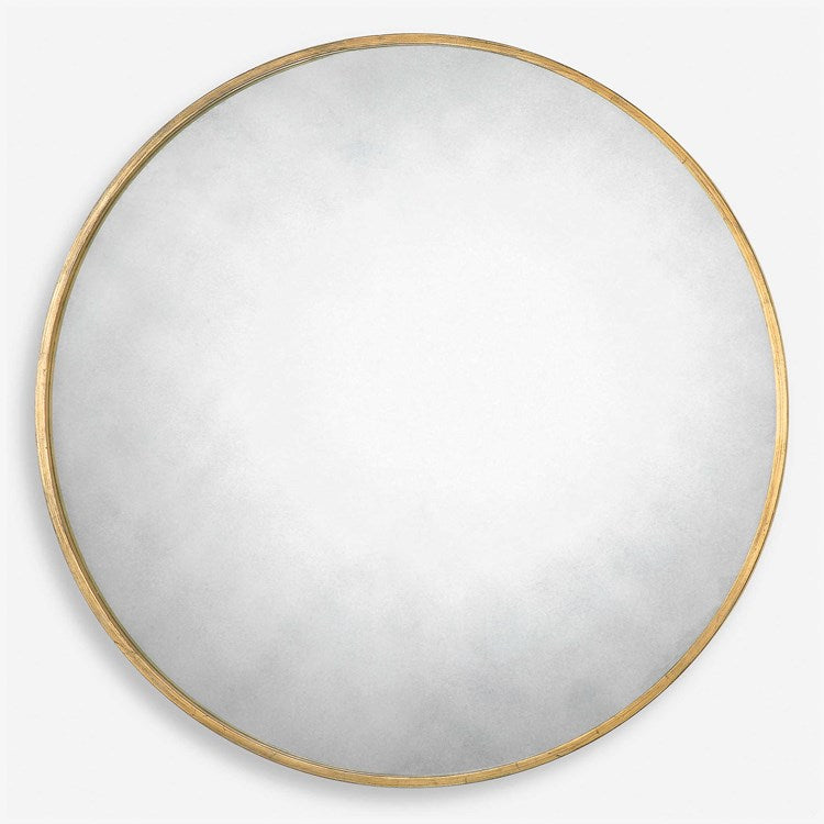 Uttermost Junius Antiqued Gold Leaf Round Mirror - Image 2
