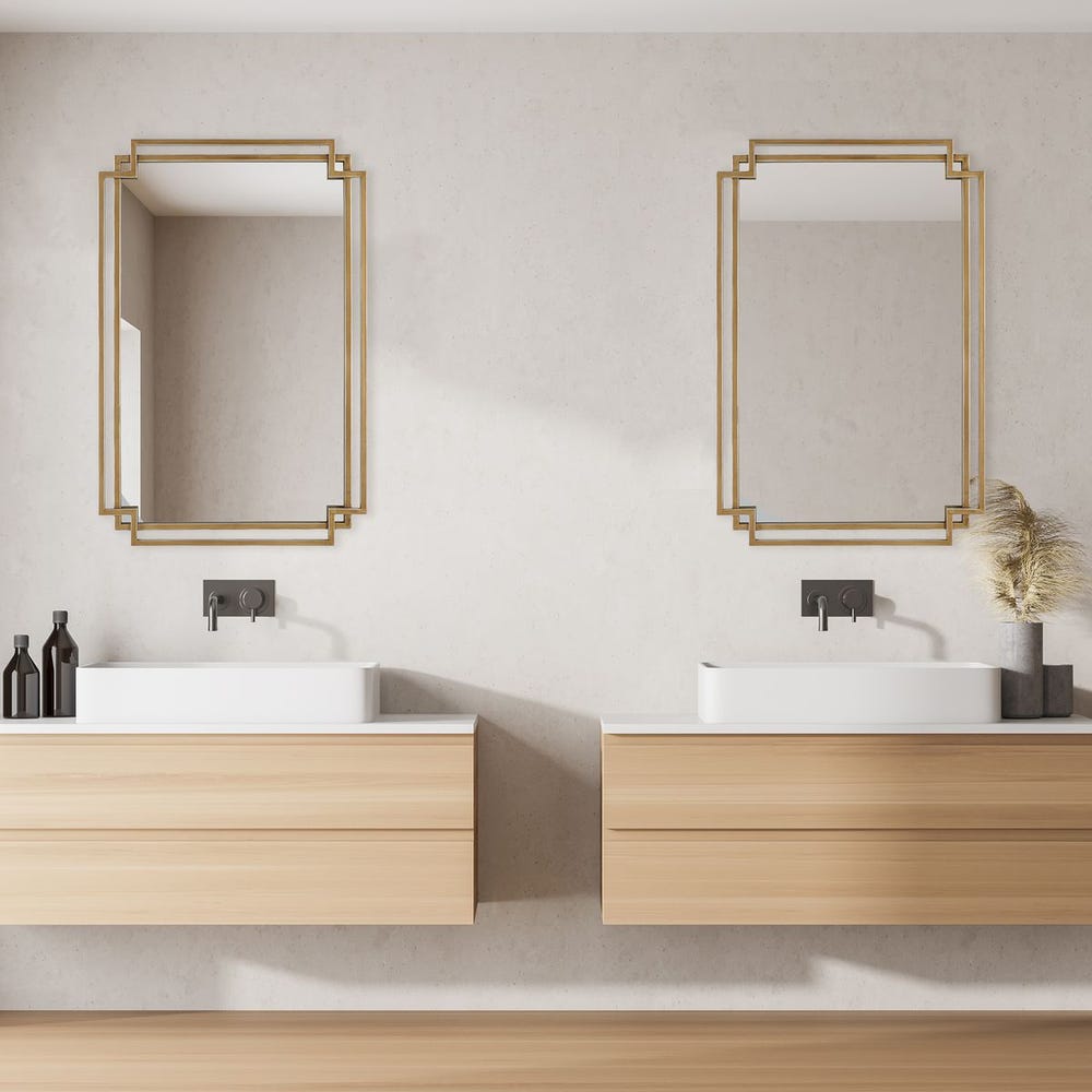 Casa Bella Living Brushed Gold Contemporary Overlapping Lines Framed Mirror - Image 2