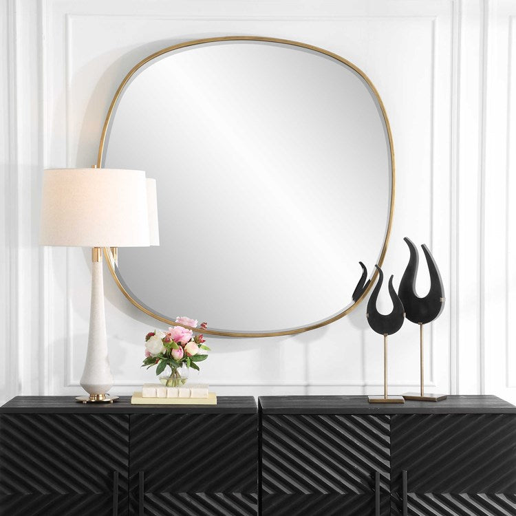 Uttermost Webster Antiqued Gold Iron Round Mirror - Image 1