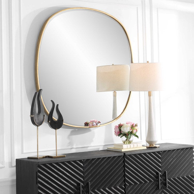 Uttermost Webster Antiqued Gold Iron Round Mirror - Image 3