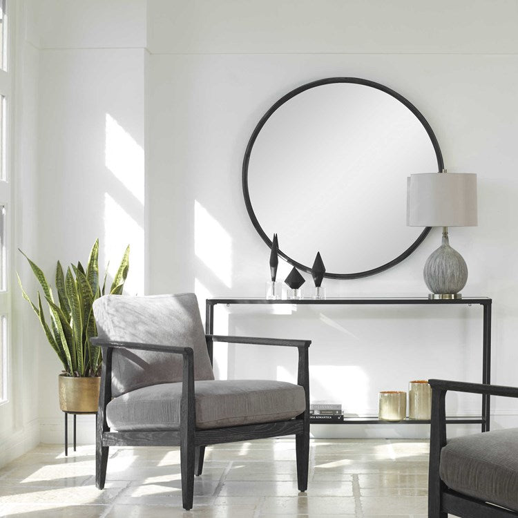 Uttermost Dawsyn Aged Black Iron Round Mirror - Image 2