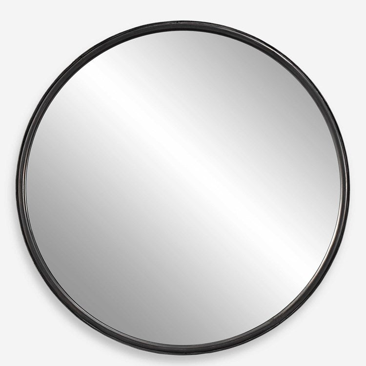 Uttermost Dawsyn Aged Black Iron Round Mirror - Image 3