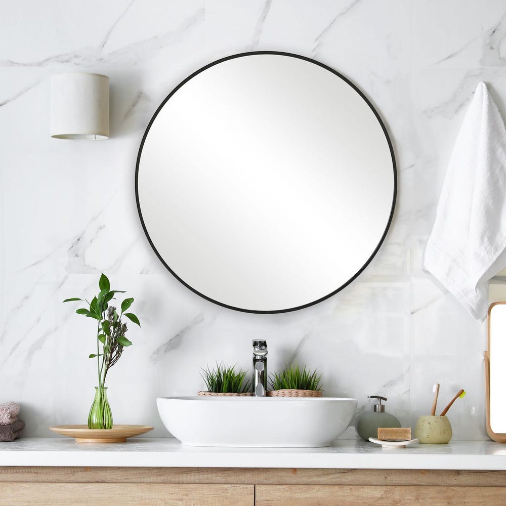 Casa Bella Living Satin Black 24” Round Mirror - Image 3