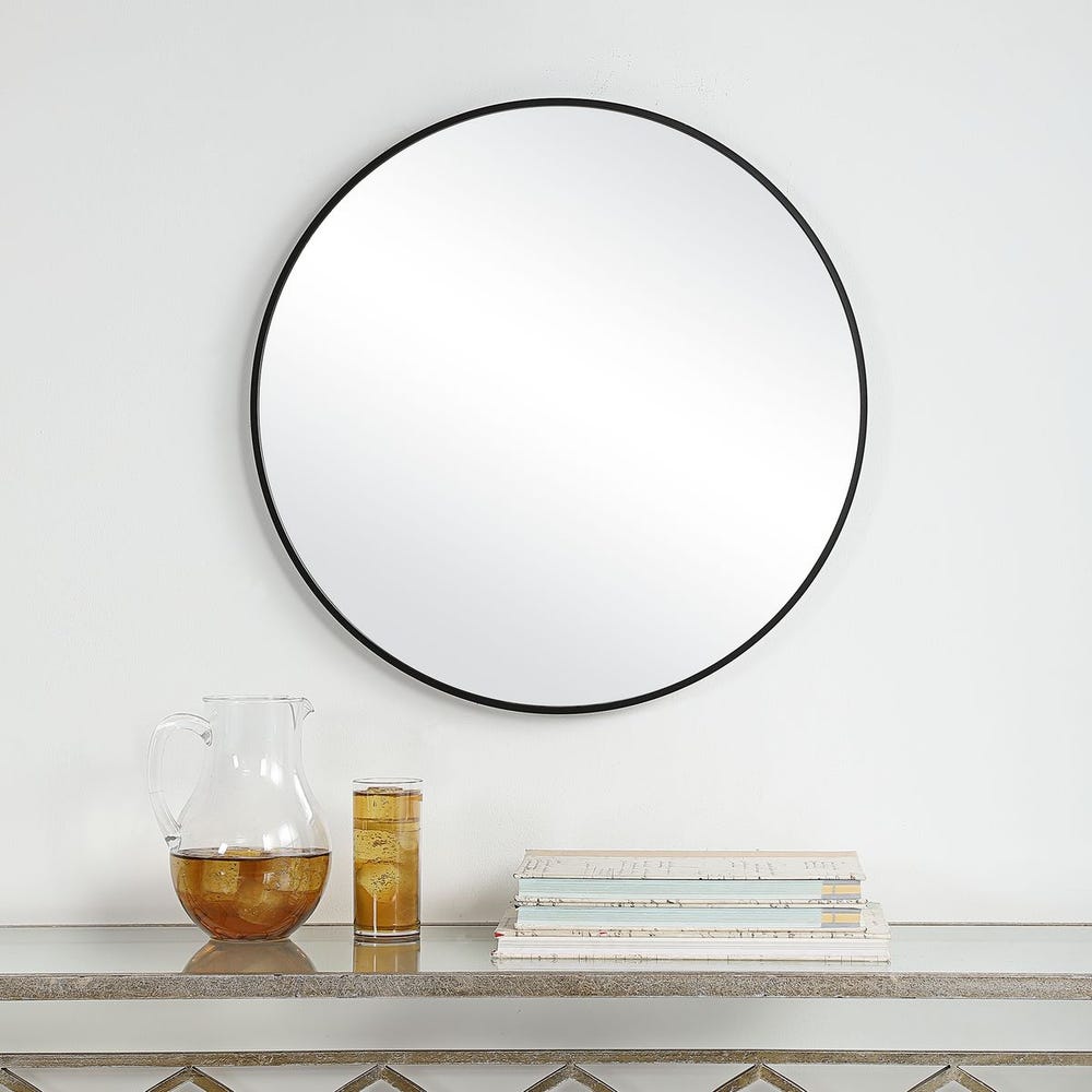 Casa Bella Living Satin Black 24” Round Mirror - Image 1