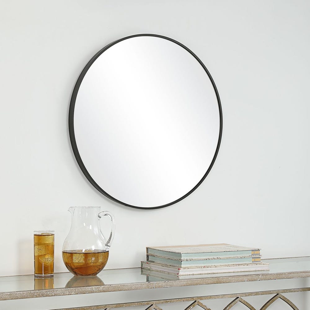 Casa Bella Living Satin Black 24” Round Mirror - Image 2