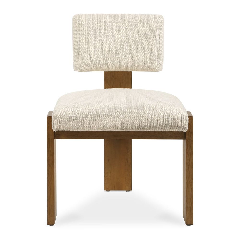 Uttermost Arienzo Modern Wood Frame Set of 2 Dining Chairs with Textured Ivory Boucle Seat - Image 3