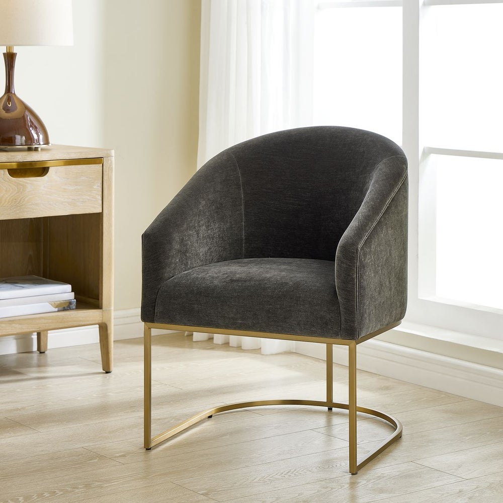 Uttermost Hanni Charcoal Velvet Barrel Style Dining Chair - Image 1