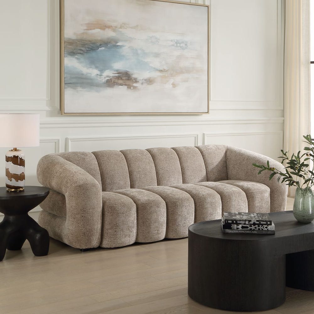Uttermost Modella Modern Chenille Channeled Sofa - Image 1