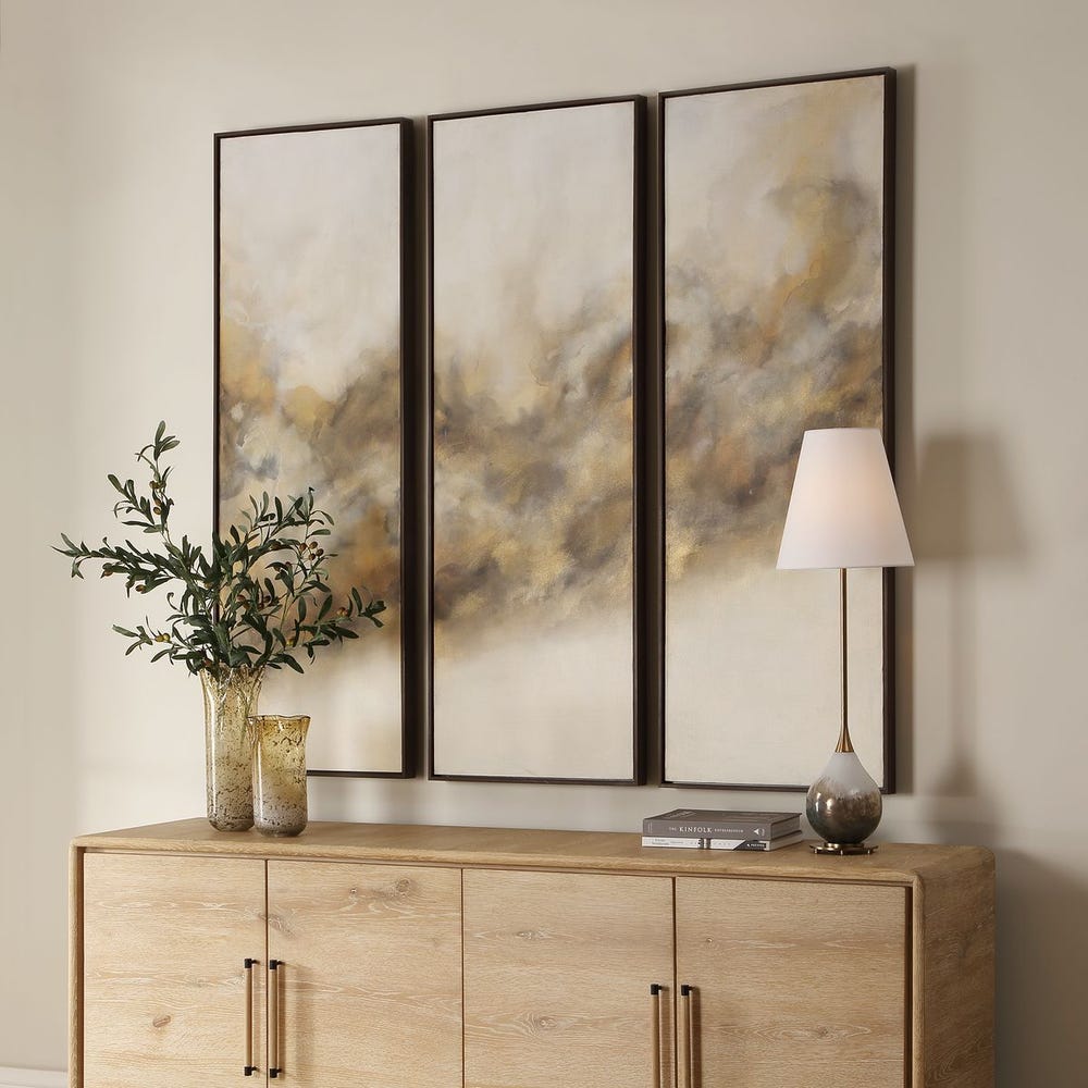 Uttermost Smoke Break Hand Painted Canvases ~ Set Of 3 - Image 2