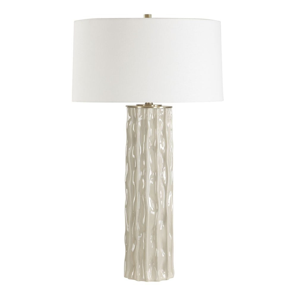 Uttermost Parilli Taupe Gray Glazed Table Lamp With Off White Linen Shade - Image 3