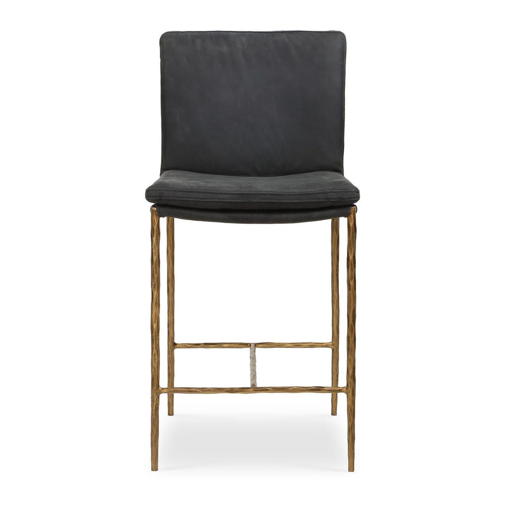 Uttermost Ascend Charcoal Gray Leather With Aged Gold Iron Counter Stool - Image 3
