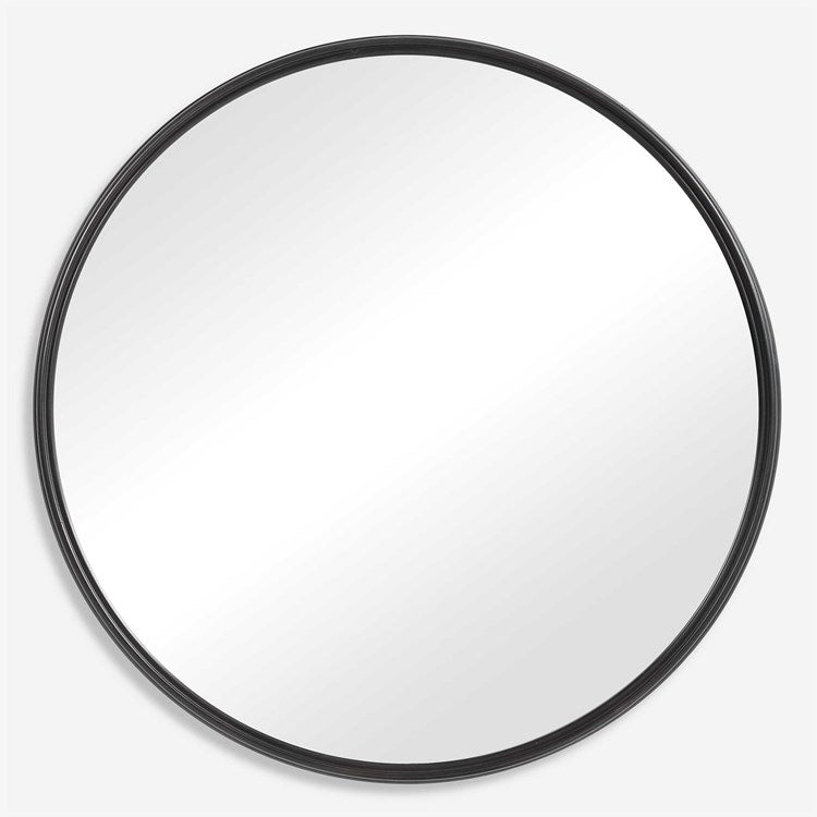 Uttermost Belham Aged Black Iron Round Mirror - Image 3