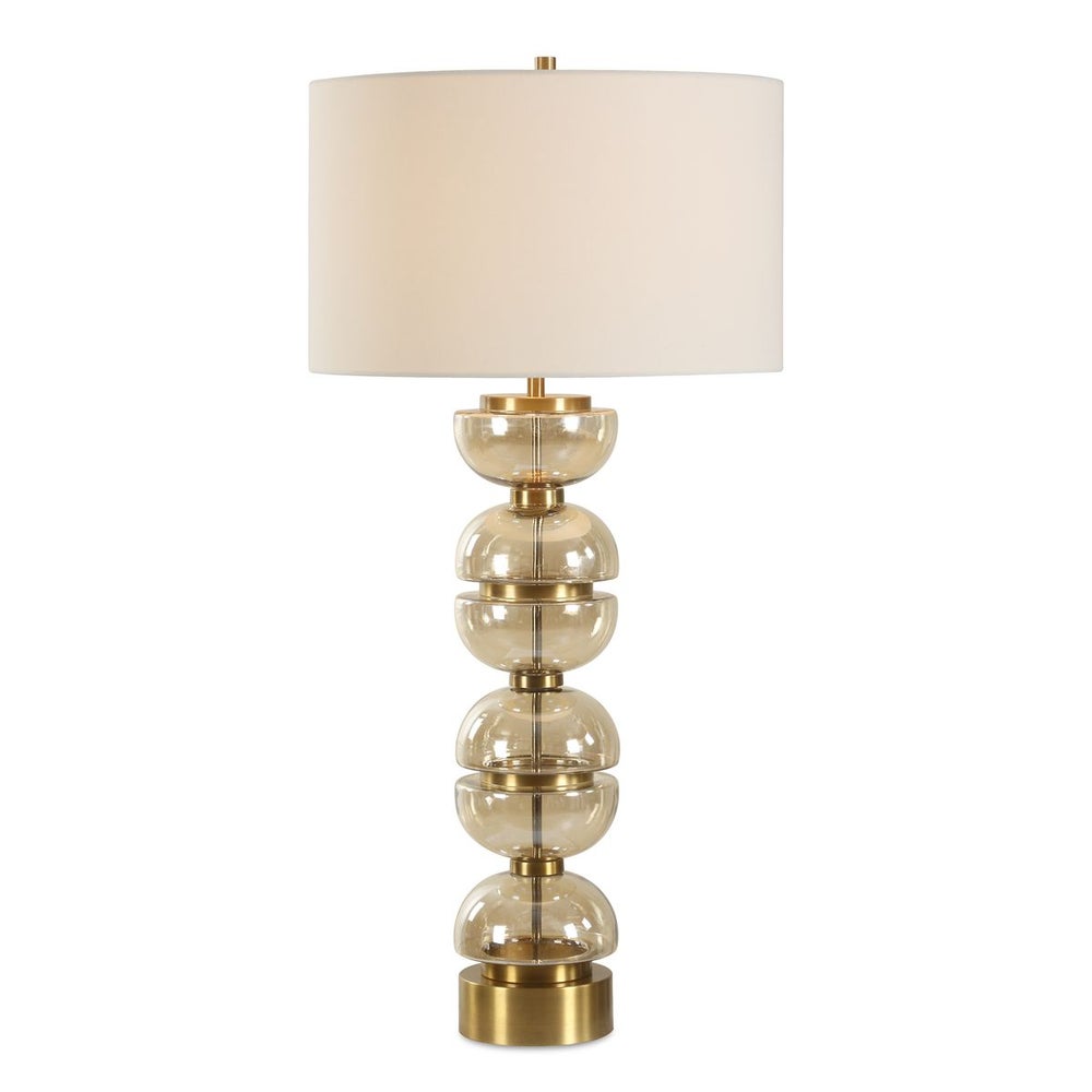 Uttermost Assemble Light Amber Glass Table Lamp With White Linen Shade - Image 2