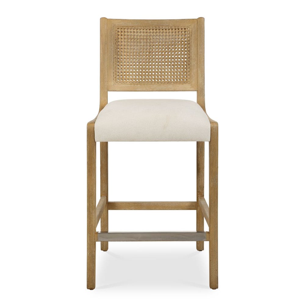 Uttermost Interweave Rattan Cane and Light Oak Ceruse Counter Stool - Image 1