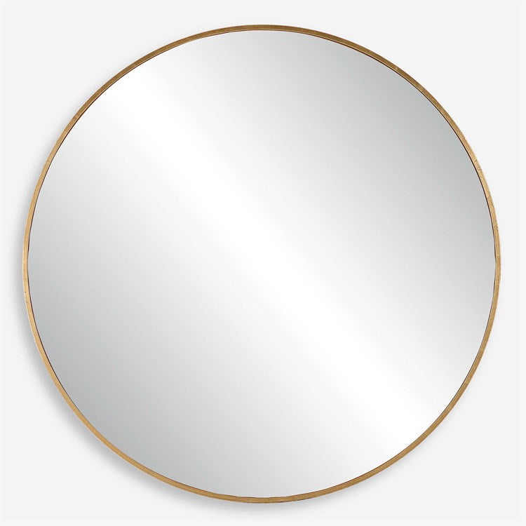 Uttermost Junius Antiqued Gold Leaf Iron Large Round Mirror - Image 2
