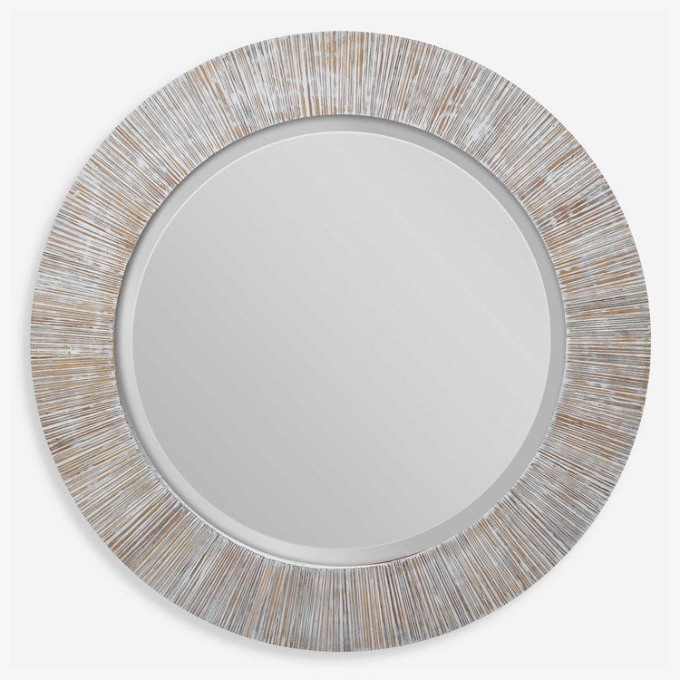 Uttermost Repose Whitewashed Round Mirror - Image 2