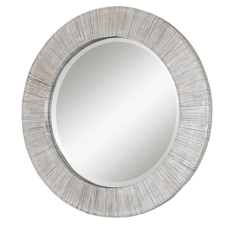 Uttermost Repose Whitewashed Round Mirror - Image 3